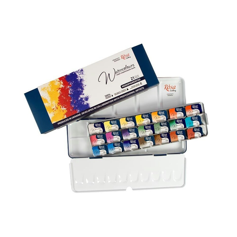 image 1 of Pack of 21 Monopigmented Assorted Watercolours Paints by Rosa Gallery