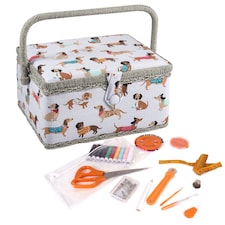 Hobby Gift Medium Sewing Storage Box with Sewing Kit, Sausage Dog