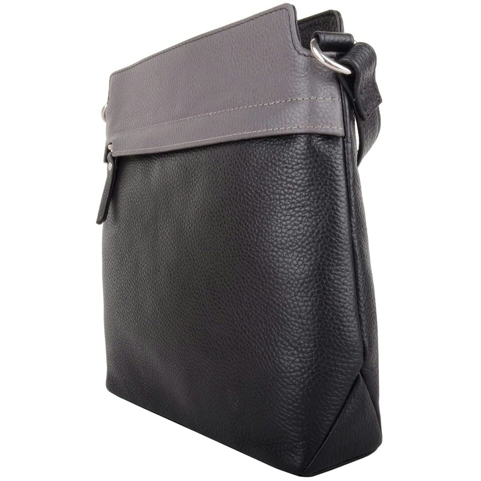 image 1 of Genuine Soft Leather Crossbody Shoulder Two Toned Handbag Brown | Fawn