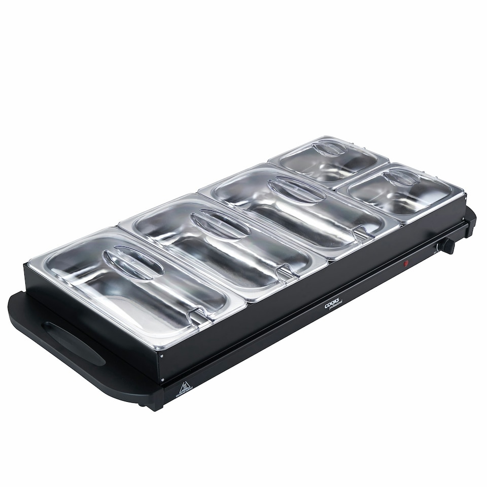 image 1 of Cooks Professional Buffet Warmer and Hotplate | 5-Sections | 9.6L Capacity | Black