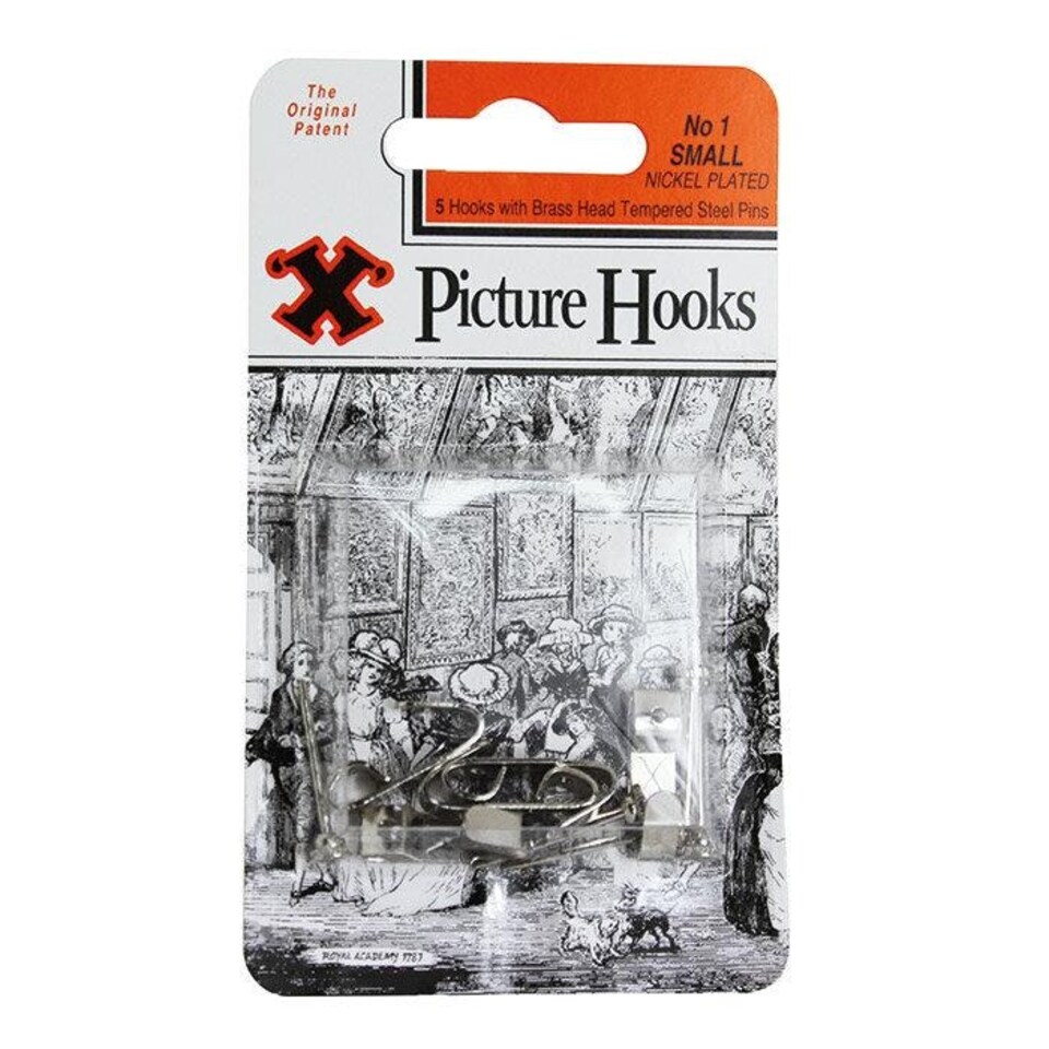 X Picture Hooks No 1 Nickel Plated 5pk - One Colour - One Size
