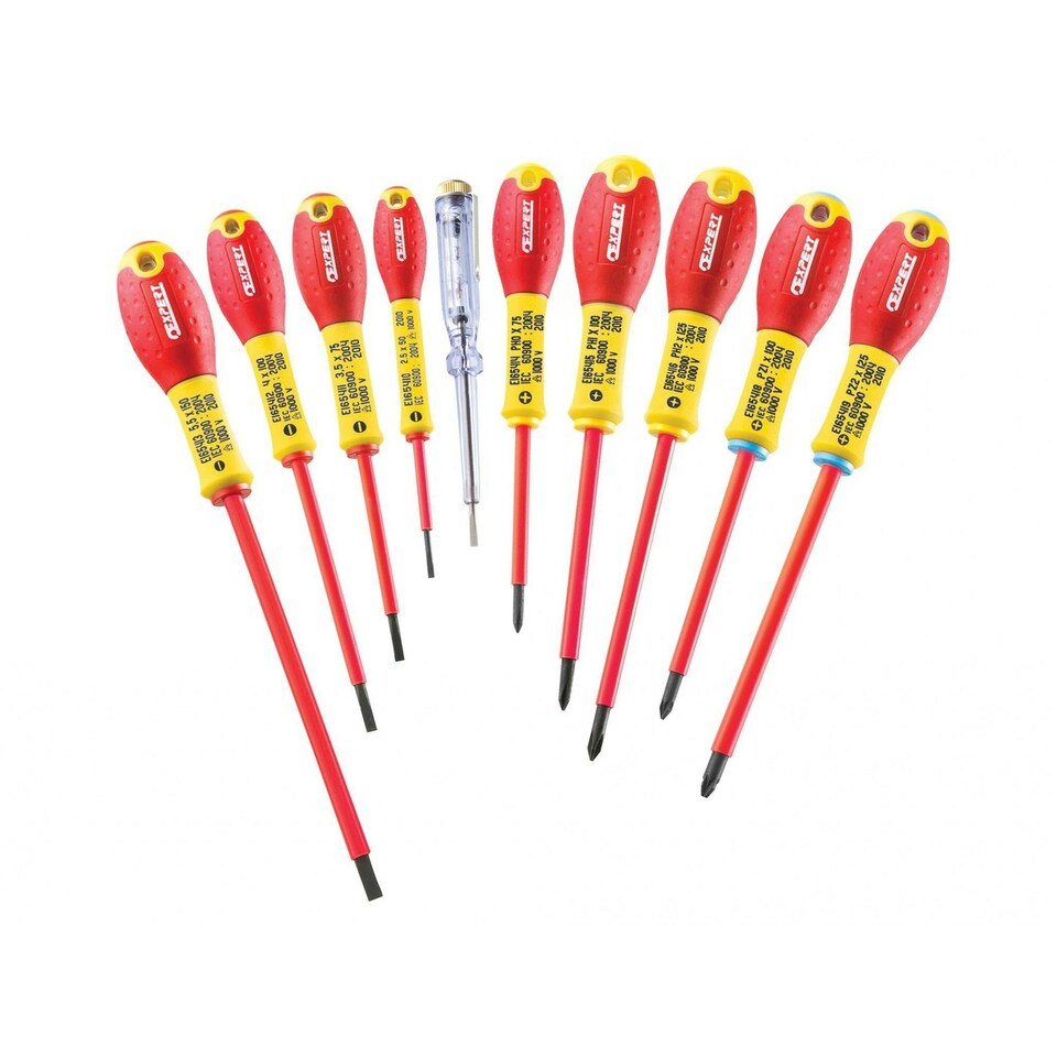 Expert E160912 Insulated Screwdriver Set,10 Piece - Multi Colour - One Size