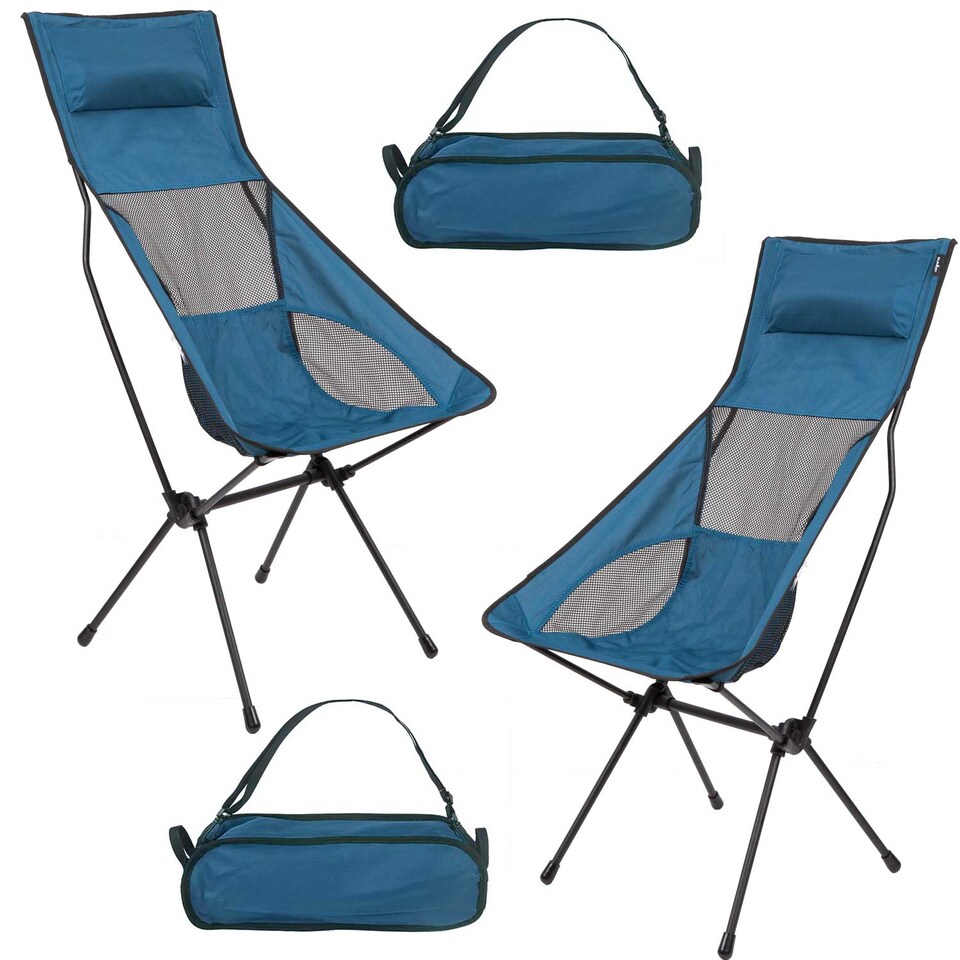 image 1 of PMS Summit High-Back Folding Camping Chairs 2-Pack, Indigo Blue