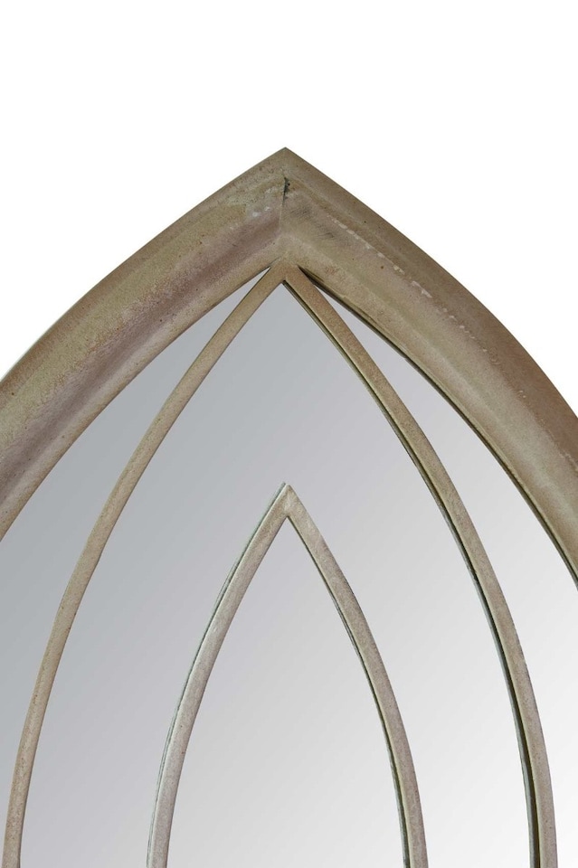 image 1 of The Somerley - Rustic Framed Arched Gothic Window Style Leaner Wall Mirror 59" X 24" (149CM X 61CM) Stone Colour | Multi