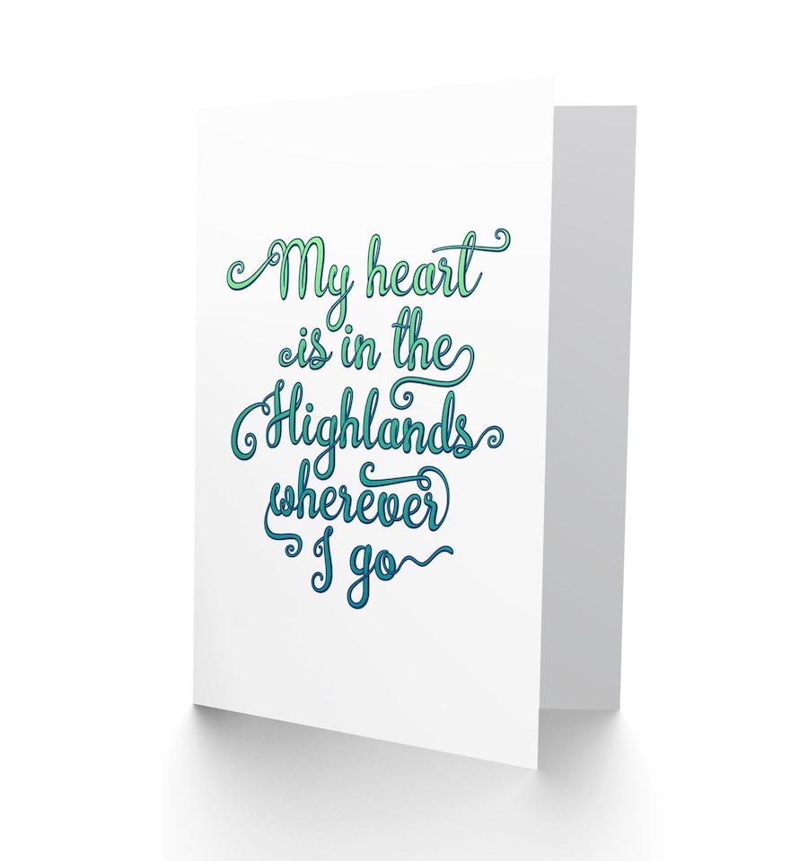 image 1 of Scotland My Heart Is In Highlands Typography Greetings Card