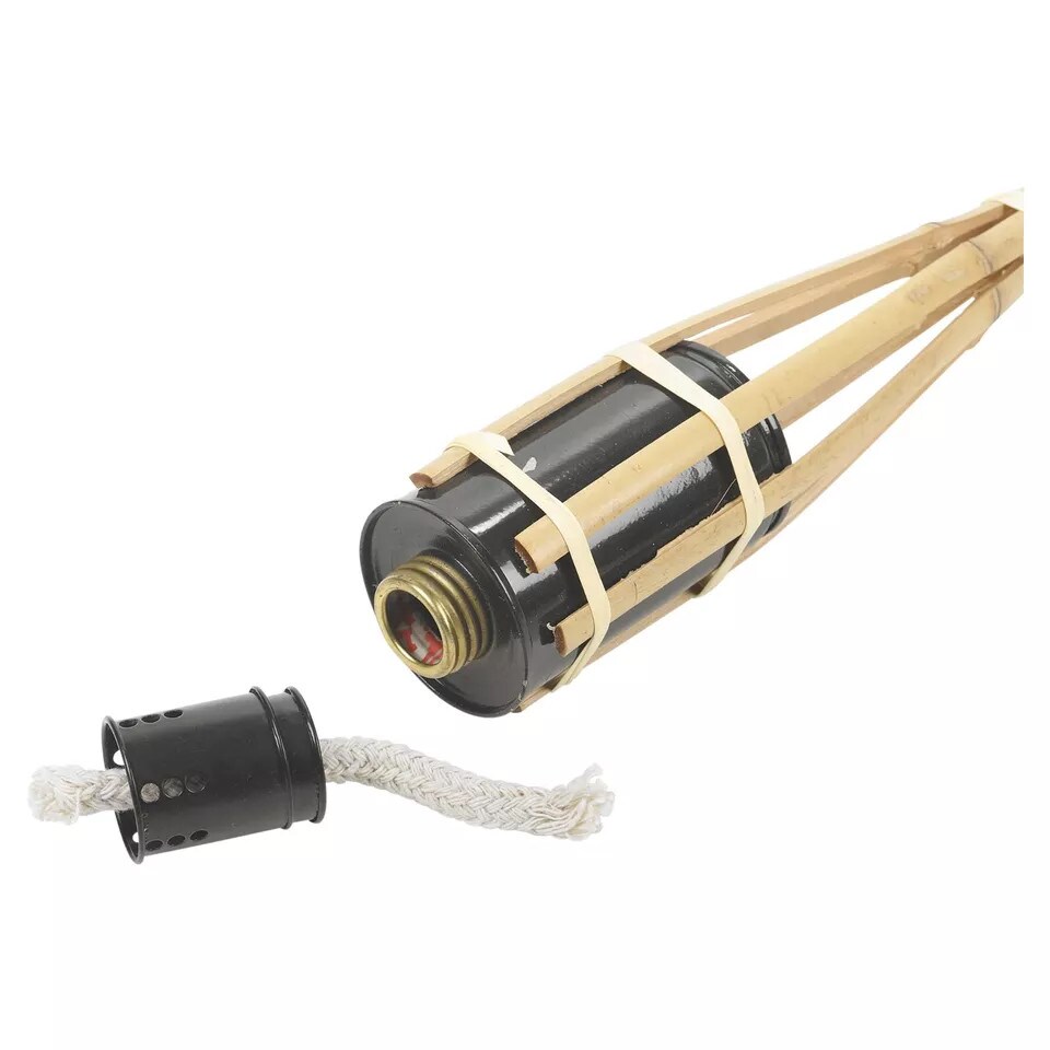 image 1 of Black Bamboo Torch Lanterns - Outdoor Garden Oil Patio Lights