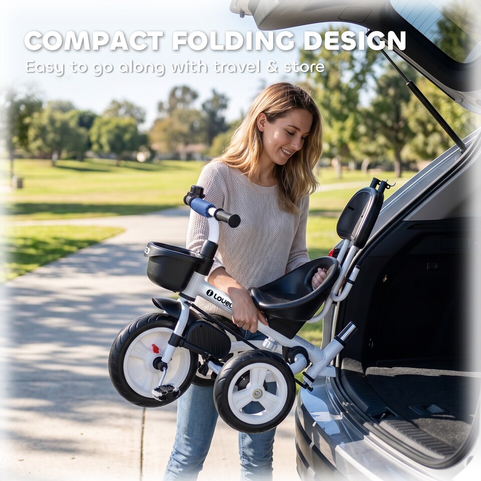 image 1 of HOMCOM 6 in 1 Trike for Toddler 1-5 Years with Parent Handle, Dark Blue