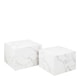 image 1 of Dice Square Coffee Table Set in White Marble Effect