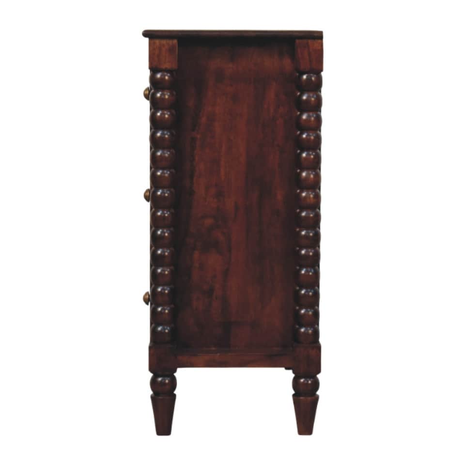 image 1 of Artisan Furniture Solid Wood Spindle Winewood Chest, Brown,3 Drawers