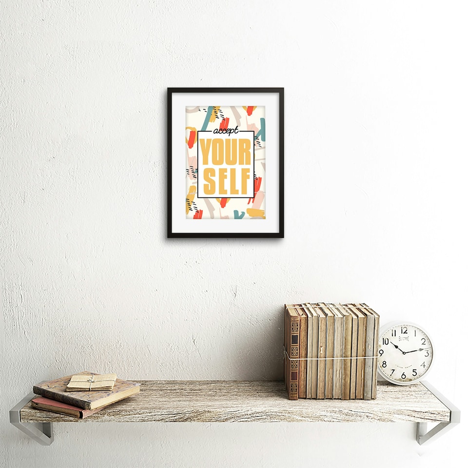 image 1 of Funky Affirmation Accept Yourself 9x7" Black Framed Wall Art Print