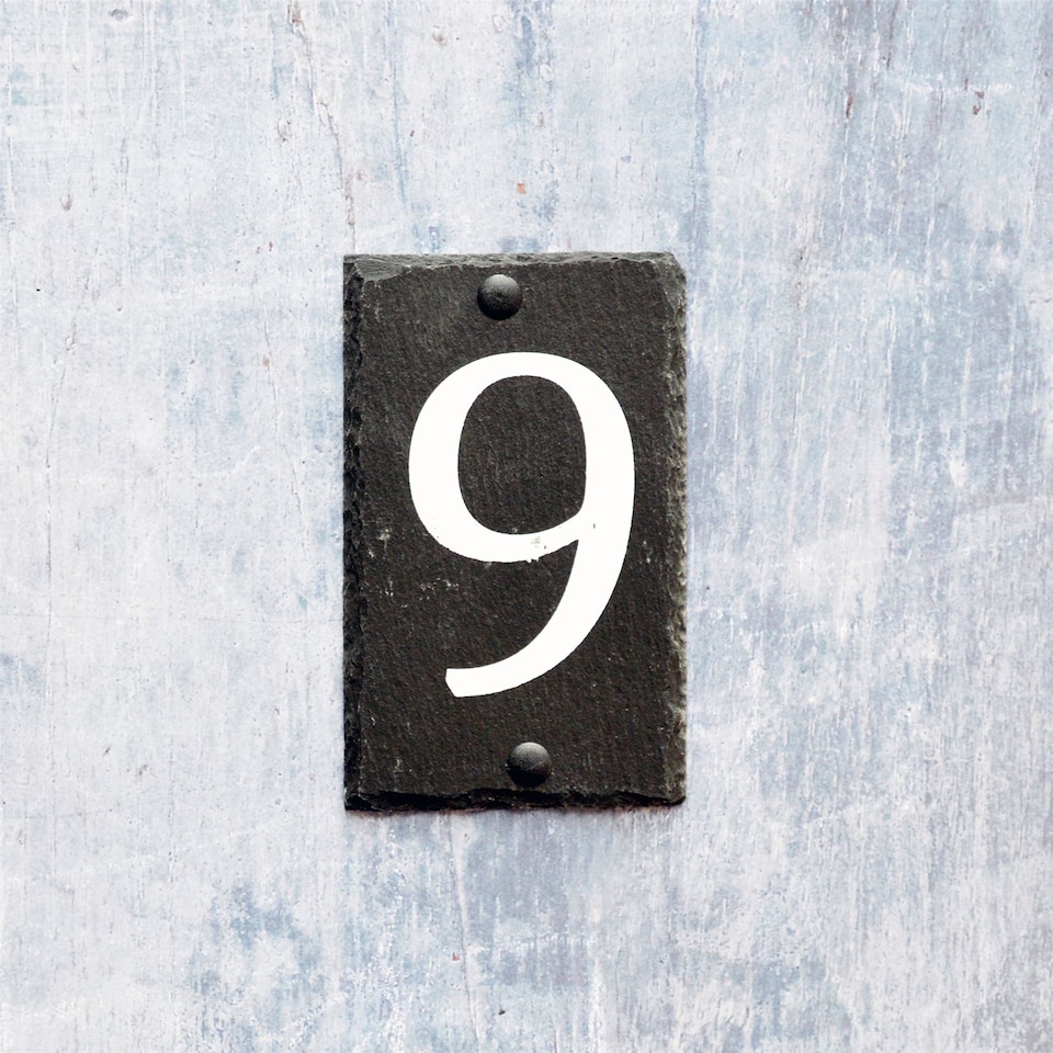 image 1 of Nicola Spring Slate House Sign - 9 x 14.5cm - Number 9