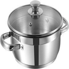Vinod Cookware Two Tone Stainless Steel Sauce Pot with Glass Lid - Steam Vent, Sturdy Handle Induction Bottom (18cm , 2.3 ltr) N/A