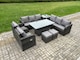 image 1 of Fimous Rattan Outdoor Garden Furniture Sets Height Adjustable Rising lifting DiningTable Sofa Set with Reclining Chair Side Table 2 Small Footstools Dark Grey Mixed