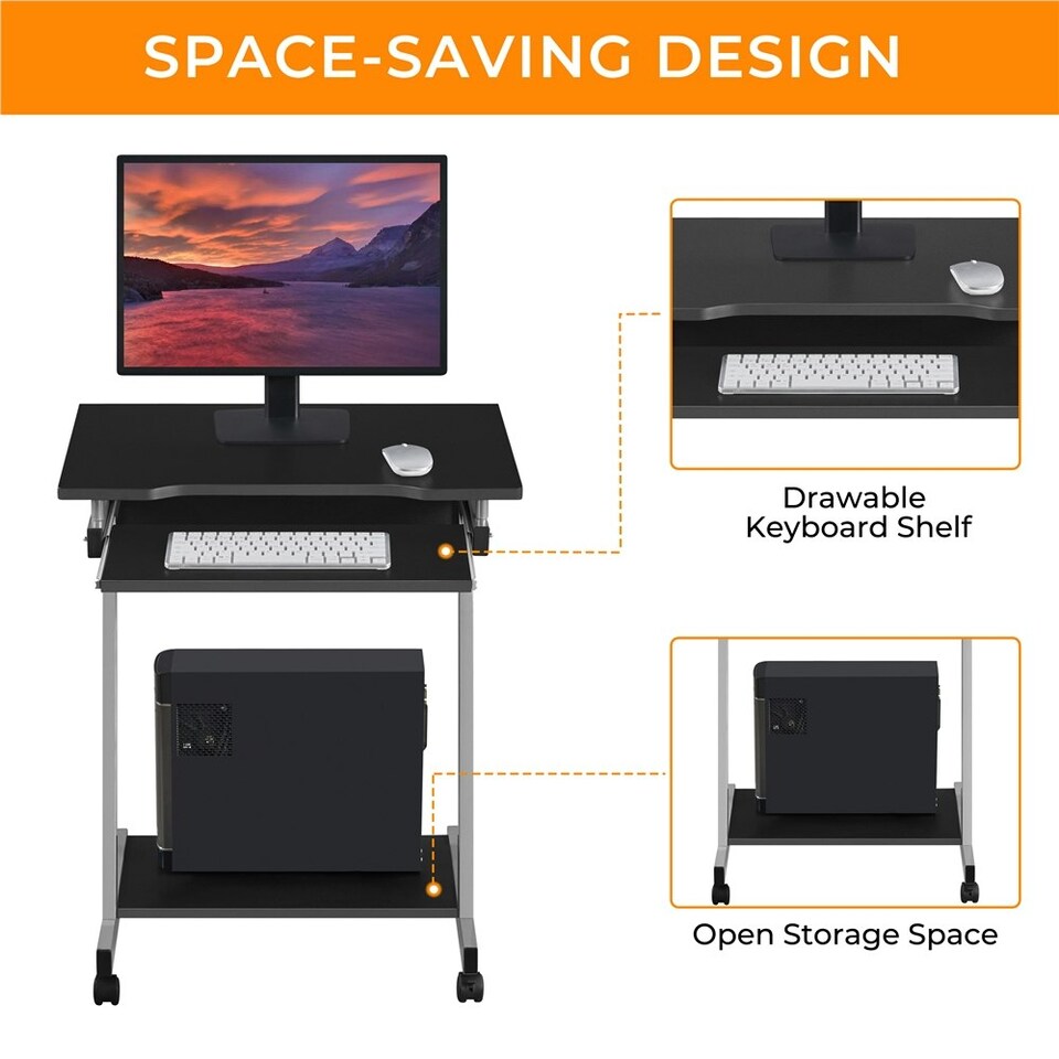 image 1 of Yaheetech Z-Shaped Computer Desk | Black