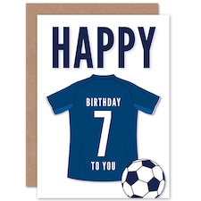 Football Strip Kit Dark Jersey Top Age 7 Year Old Child Kids 7th Birthday Card