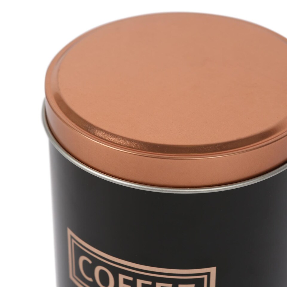 image 1 of Harbour Housewares 3pc Round Metal Tea Coffee Sugar Canister Set - Black/Copper