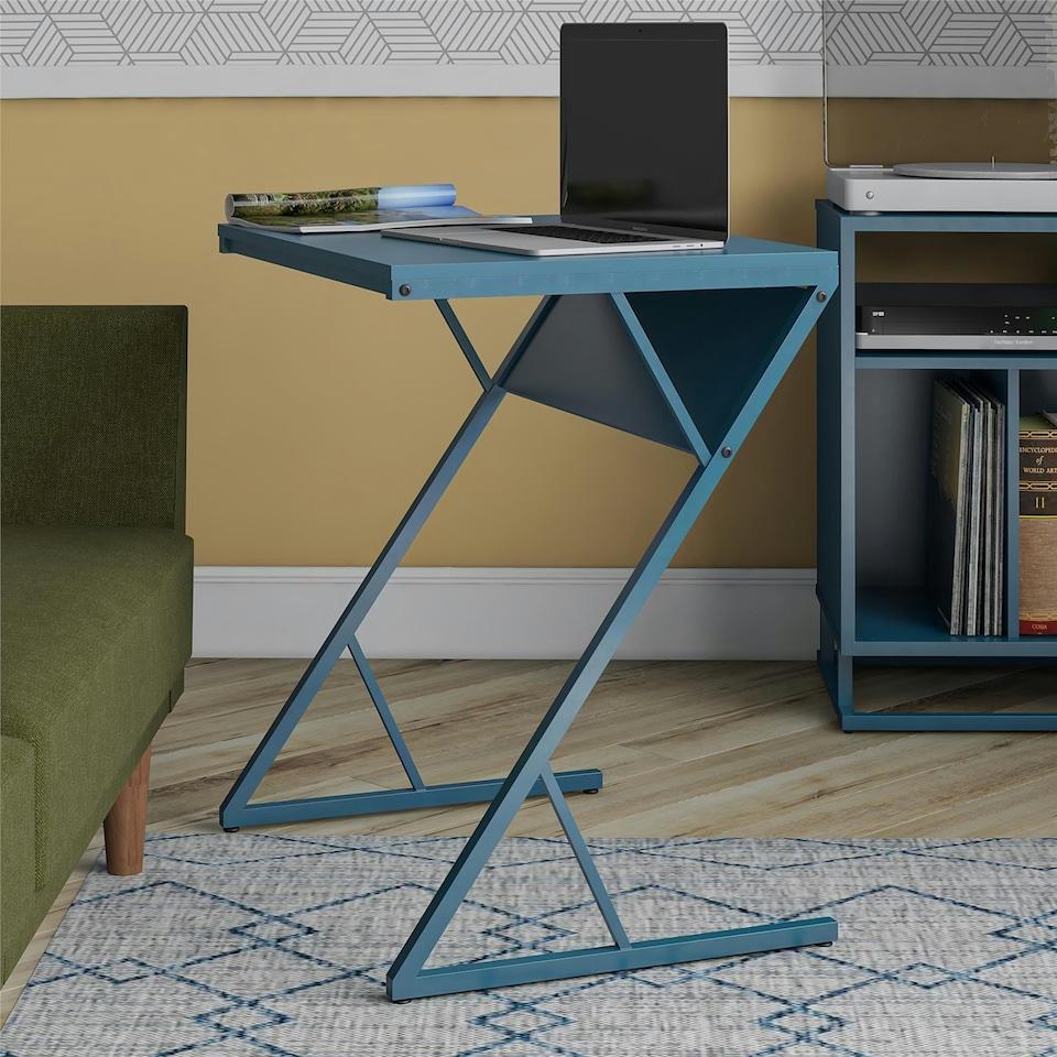 image 1 of Regal Accent Table Laptop Desk in Metal Blue