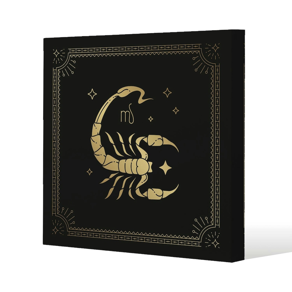 Zodiac scorpio horoscope in black & gold (canvas) 90 x 90 x 4cm