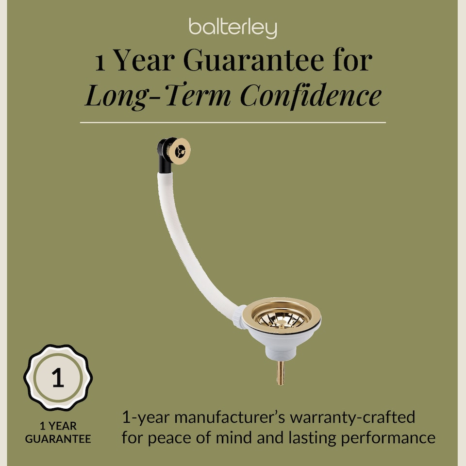 image 1 of Balterley Fireclay Kitchen Sink Basket Strainer Waste with Overflow | Copper | Brushed Brass | 1