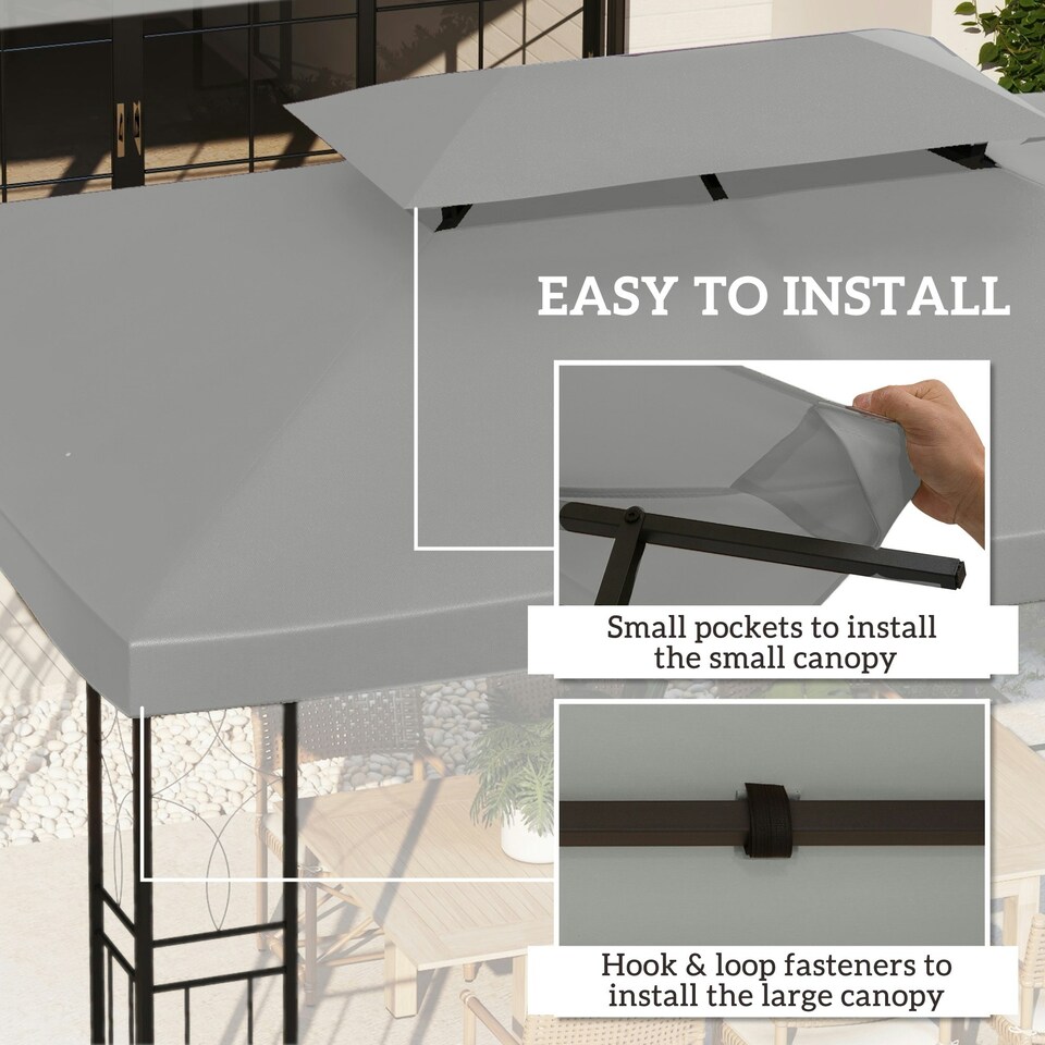 image 1 of Outsunny 3x4m Gazebo Replacement Roof Canopy 2 Tier Top UV Cover Patio Cream