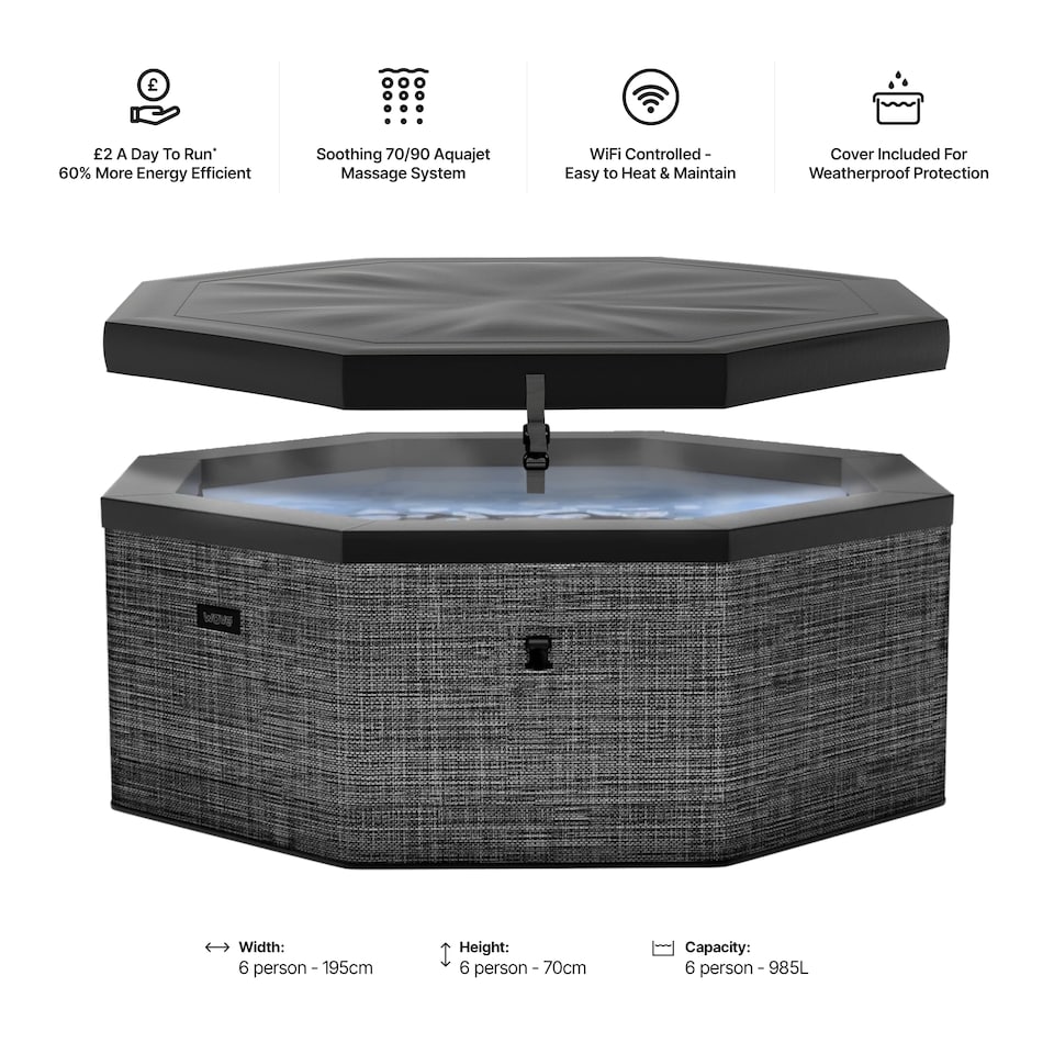image 1 of Wave Como 6 Person Eco Foam Hot Tub, EnergySave Bundle, Flint Grey