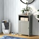 image 4 of COSTWAY Bathroom Floor Cabinet Single Door w/Shelf Grey Grey