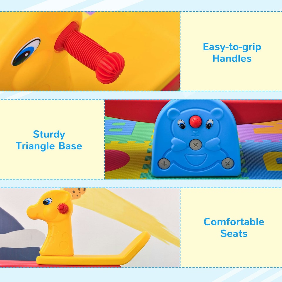 image 1 of HOMCOM Kids Seesaw Safe Teeter Totter 2 Seats with Easy-Grip Handles Multicolor