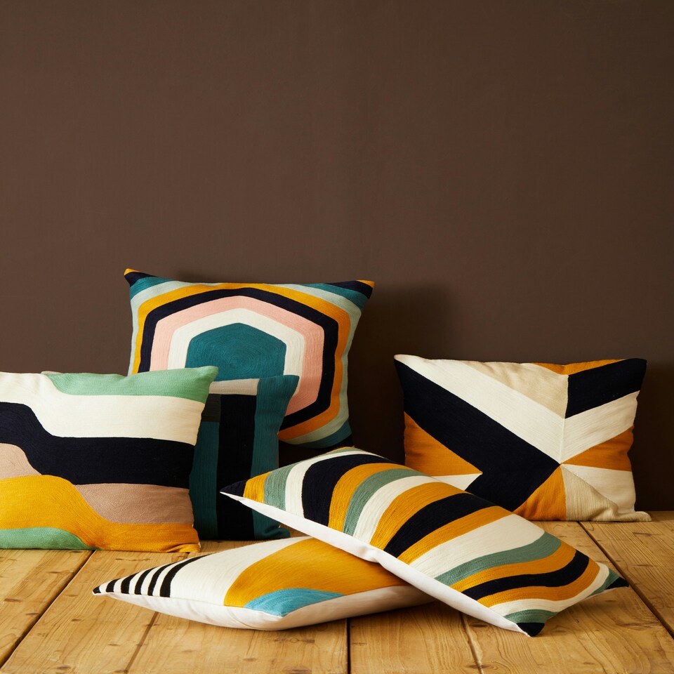 image 1 of Interiors by Premier Hexagonal Design Cushion Multi