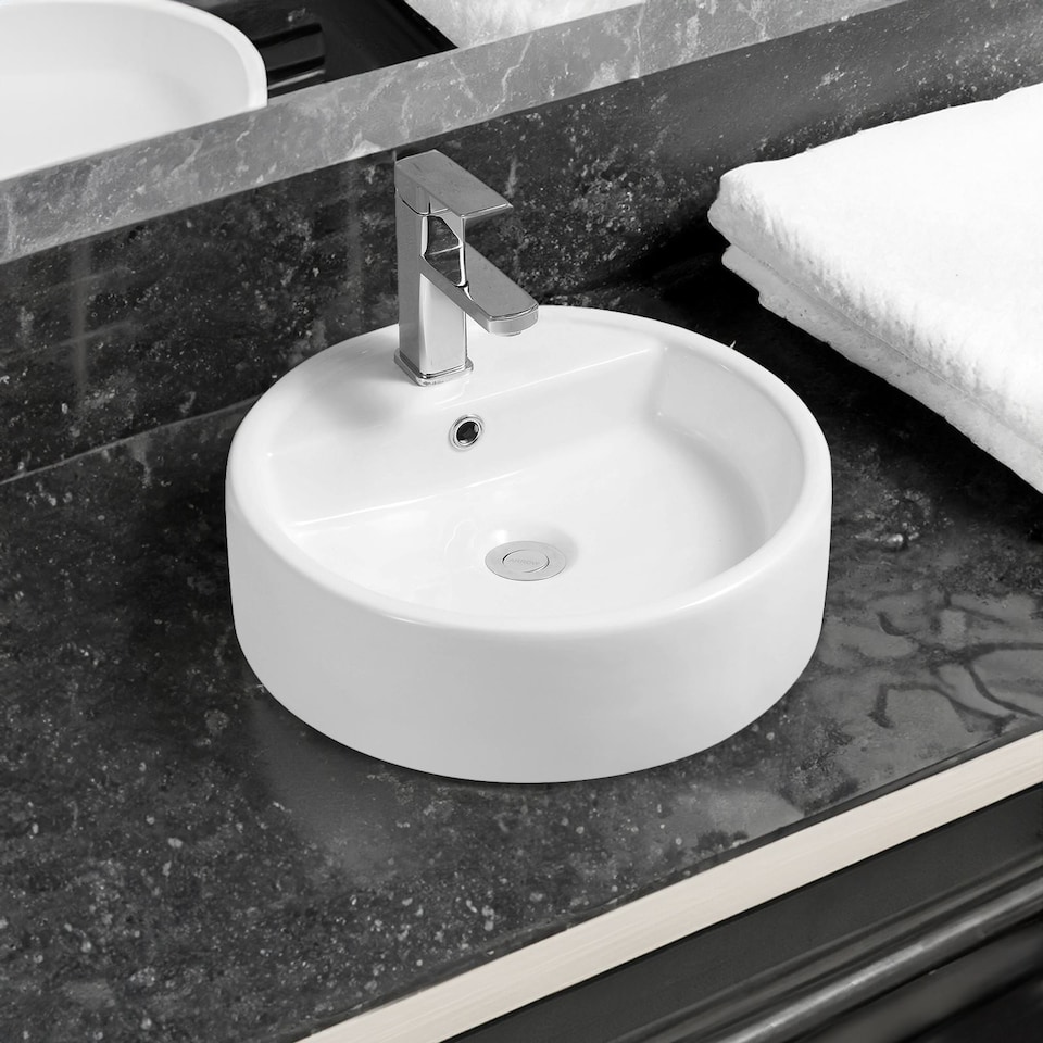 image 1 of Limoge 7465 Ceramic All-in-One Thick-Edge Countertop Basin