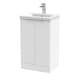 image 1 of Balterley Fluted 2-Door Floor Standing Vanity Unit with Basin & Handles | White | Satin White
