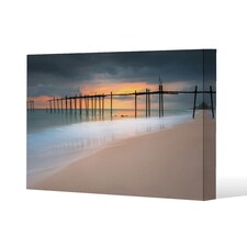 Wood bridge sunset at sea thailand (Canvas Print) 152 x 101 x 4cm