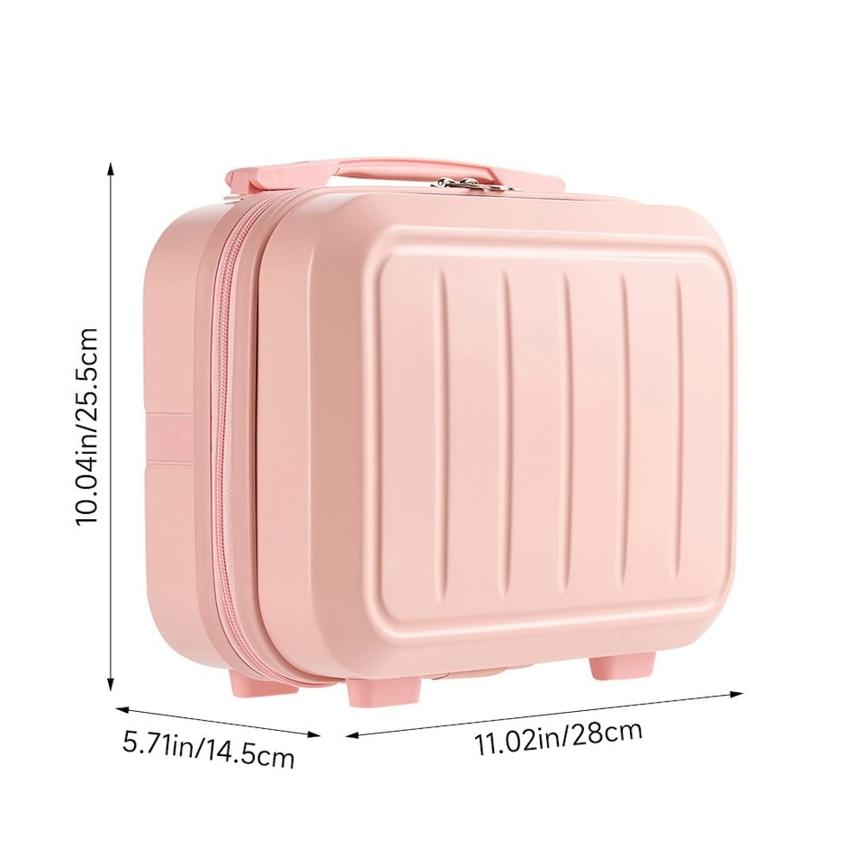 image 1 of Living and Home Lightweight Portable Hard Shell Travel Cosmetic Case, Pink Pink | Personal Item