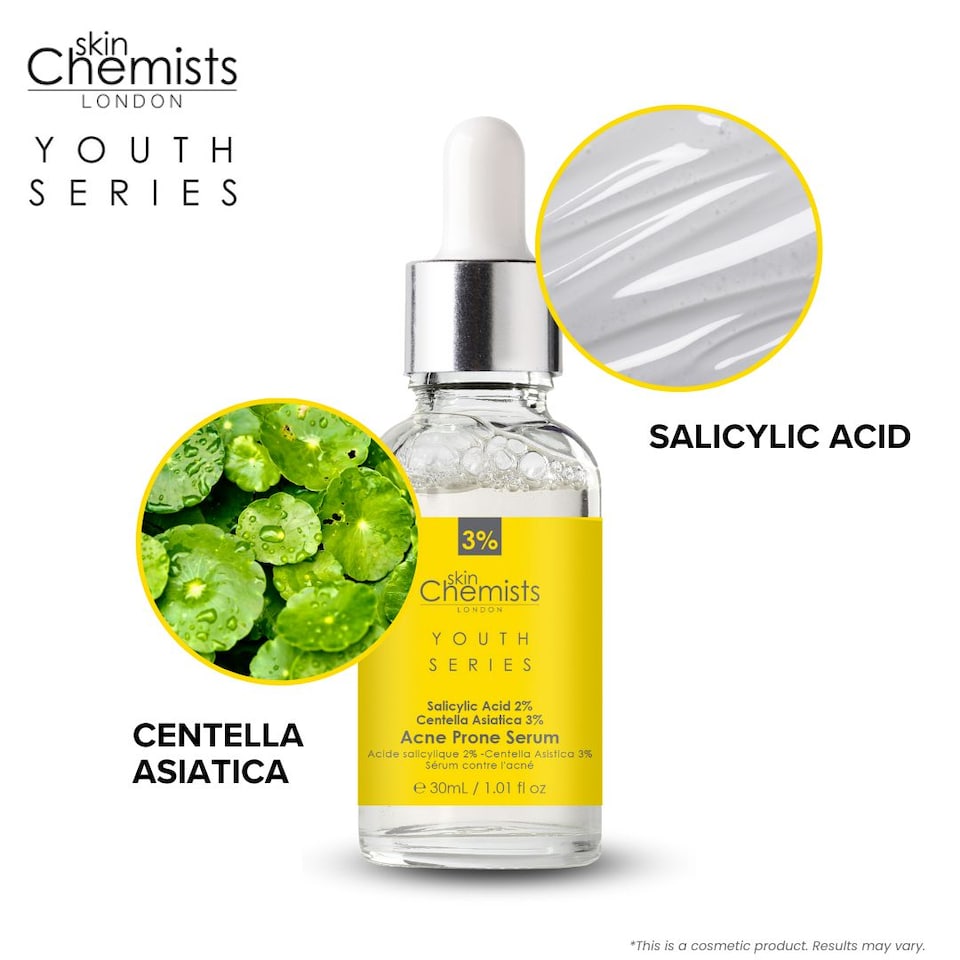 image 1 of skinChemists Acne Prone Serum Salicylic Acid 2, Centella Asiatica 3 30ml x 2 Duo Pack
