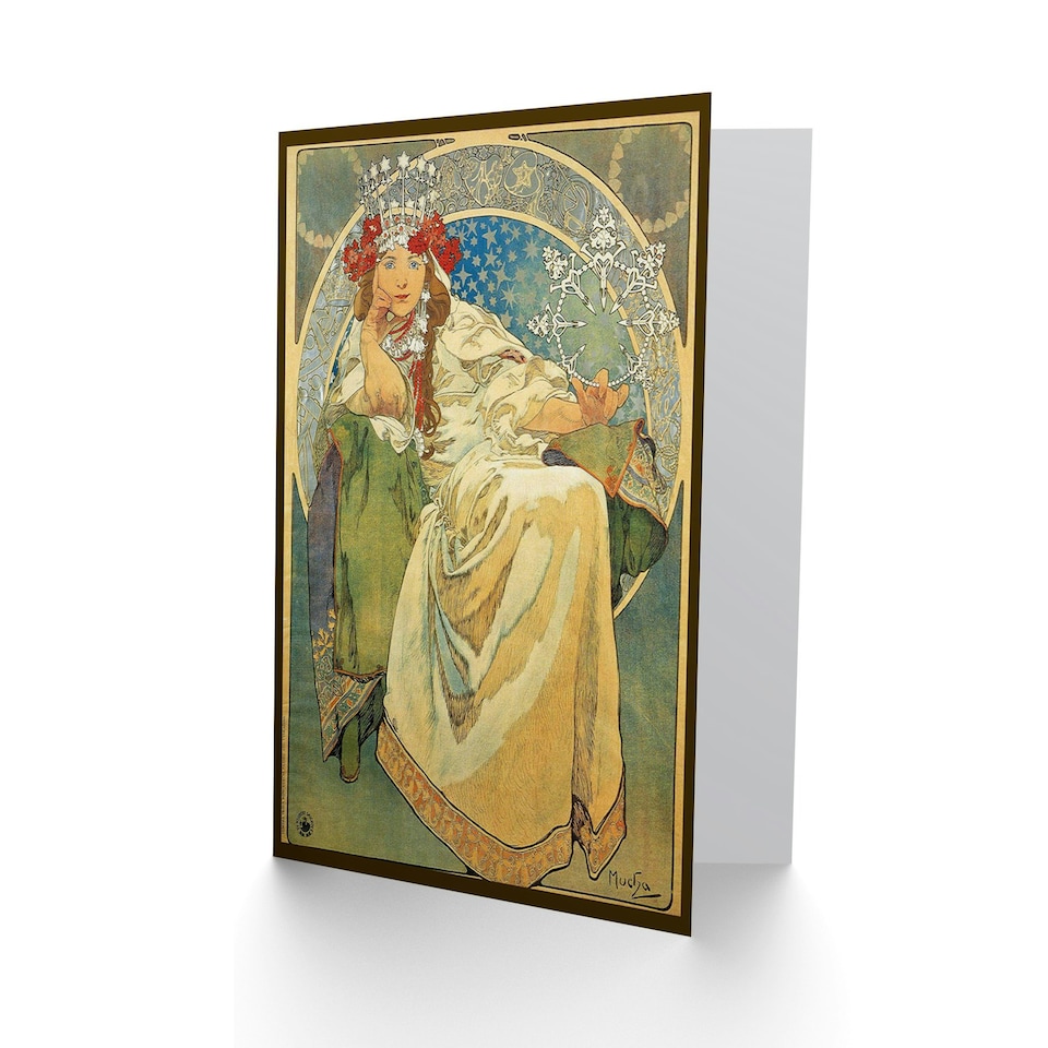 image 1 of Alphonse Mucha Princess Hyacinth 1911 Art Nouveau Greeting Card