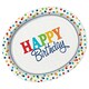 image 2 of Unique Party Rainbow Paper Polka Dot Happy Birthday Party Plates (Pack of 8) - Multicoloured - One Size