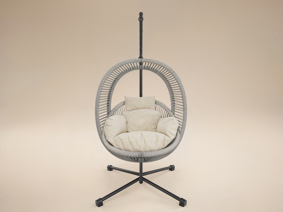 image 1 of SOLACE+CO Lana Garden Egg Chair Light Grey Rattan
