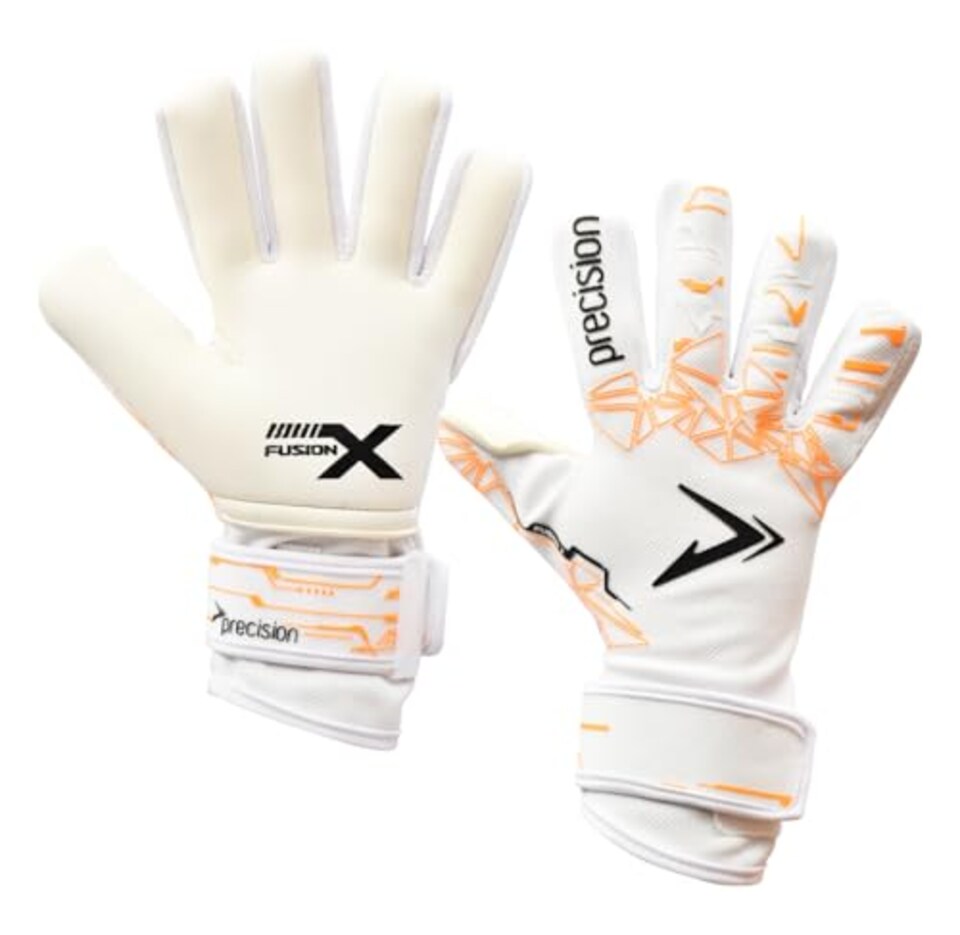 image 1 of ​​Precision Fusion X Pro Lite Giga Professional Football All Ages Goalkeeper Gloves, White Orange, 9