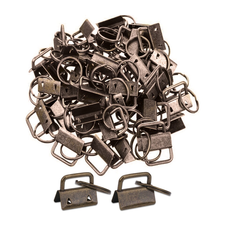image 1 of 25mm Lanyard Keychain Hardware Fob Key Ring with Ring Clamps - 5pcs