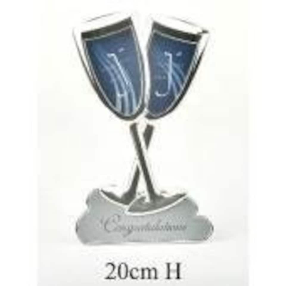 image 1 of Juliana 2 Tone Silver Plated Frame Champagne Flutes On Your Engagement