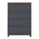 image 3 of Portland 4 Drawer Chest - L40 x W80 x H114 cm - Grey/Oak Effect