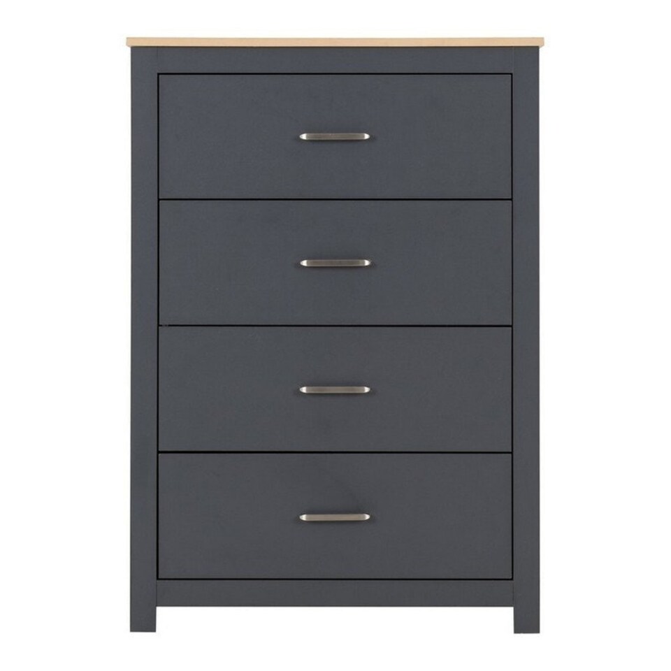 image 1 of Portland 4 Drawer Chest - L40 x W80 x H114 cm - Grey/Oak Effect