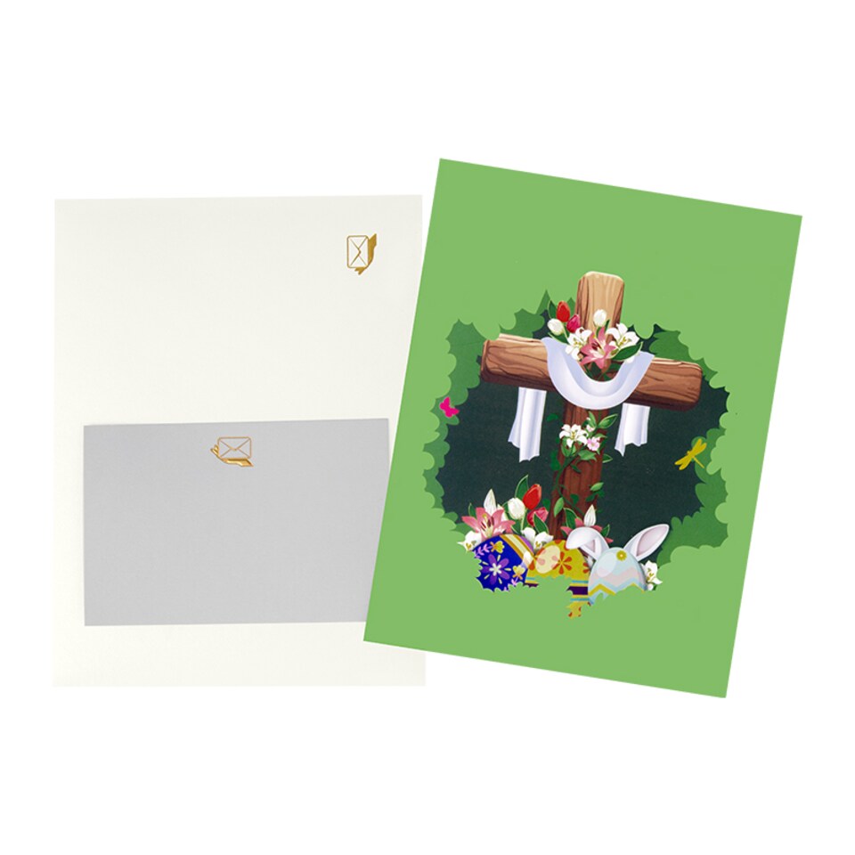 image 1 of Cross Spring Blessings Scene 3D Pop Up Easter Greeting Card