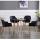 image 8 of Set of 2 Eden Modern Dining Chairs, Faux Leather Padded Cushion & Solid Wooden Legs Black