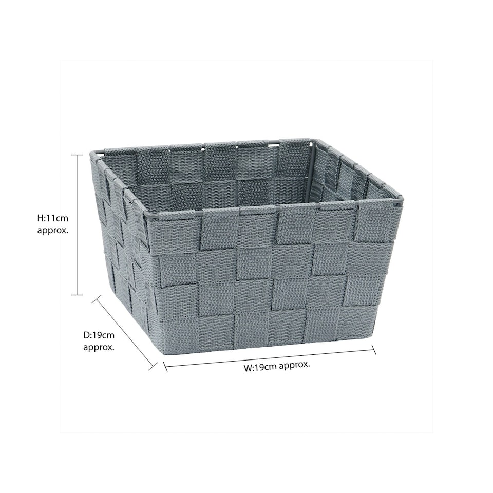 image 1 of JVL Vichy Square Nylon Storage Basket, Grey Grey