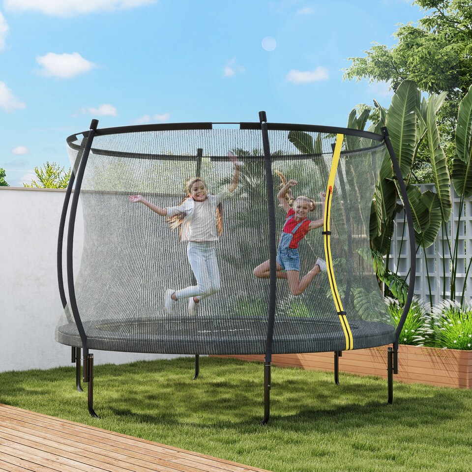 image 1 of SPORTNOW 10ft Trampoline with Enclosure Net and Spring Cover, Black