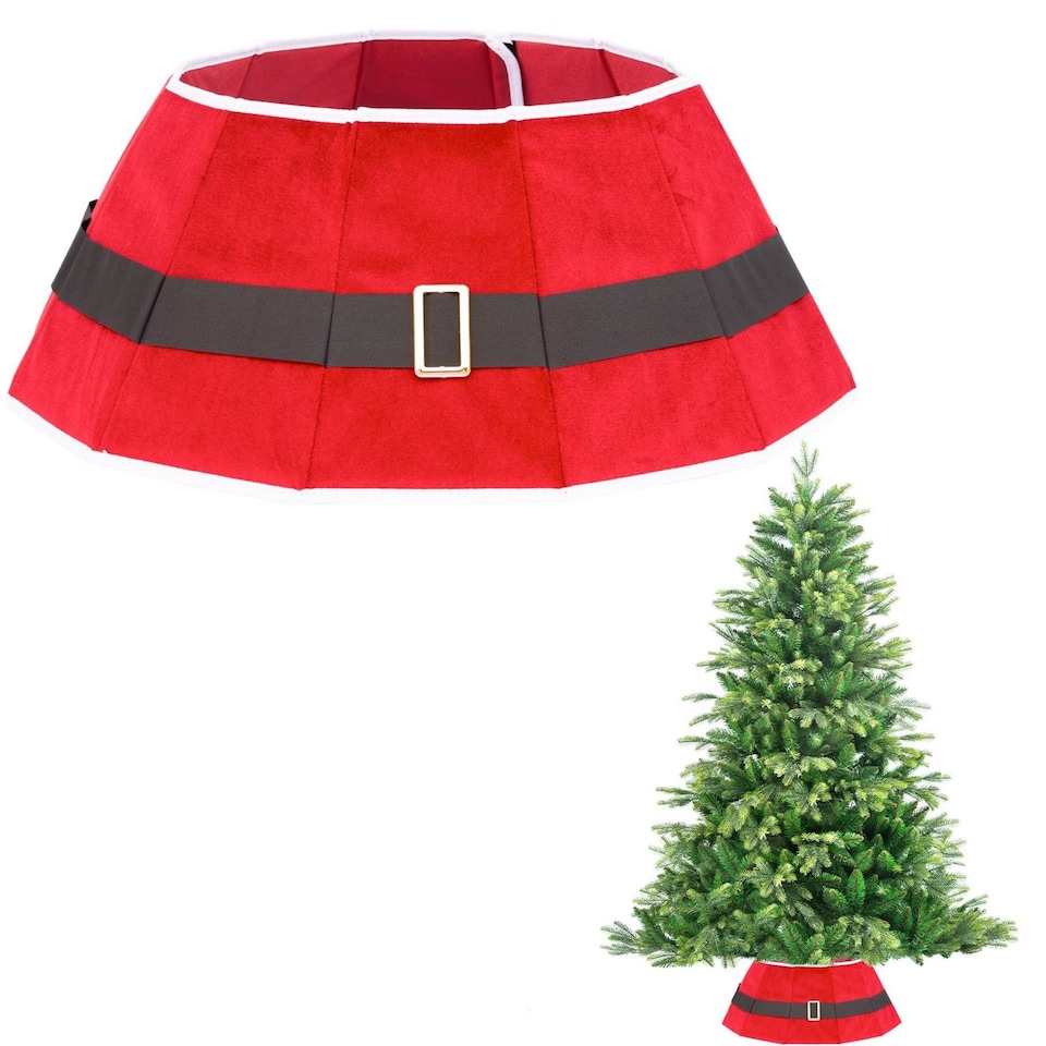 image 1 of 26.8 Inch Santa Diamond Shape Christmas Tree Collar for a Neat Festive Finish