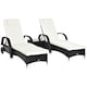 image 9 of Outsunny 3 PCS Rattan Lounger Recliner Bed Garden Furniture Set w/ Side Table