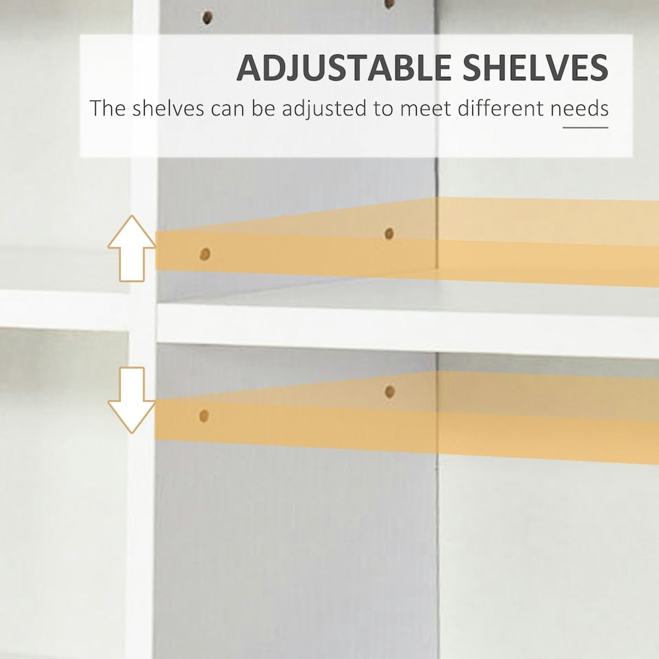 image 1 of HOMCOM CD DVD Media Storage Shelves Display Shelf Racks Wooden Frame White