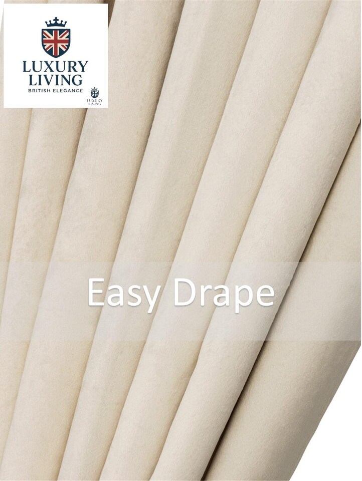 image 1 of Triple Woven Blackout Velvet Ring Top Curtains with Cascading Diamante Studs 117cm x 183cm Cream | Cream | Cream | 1