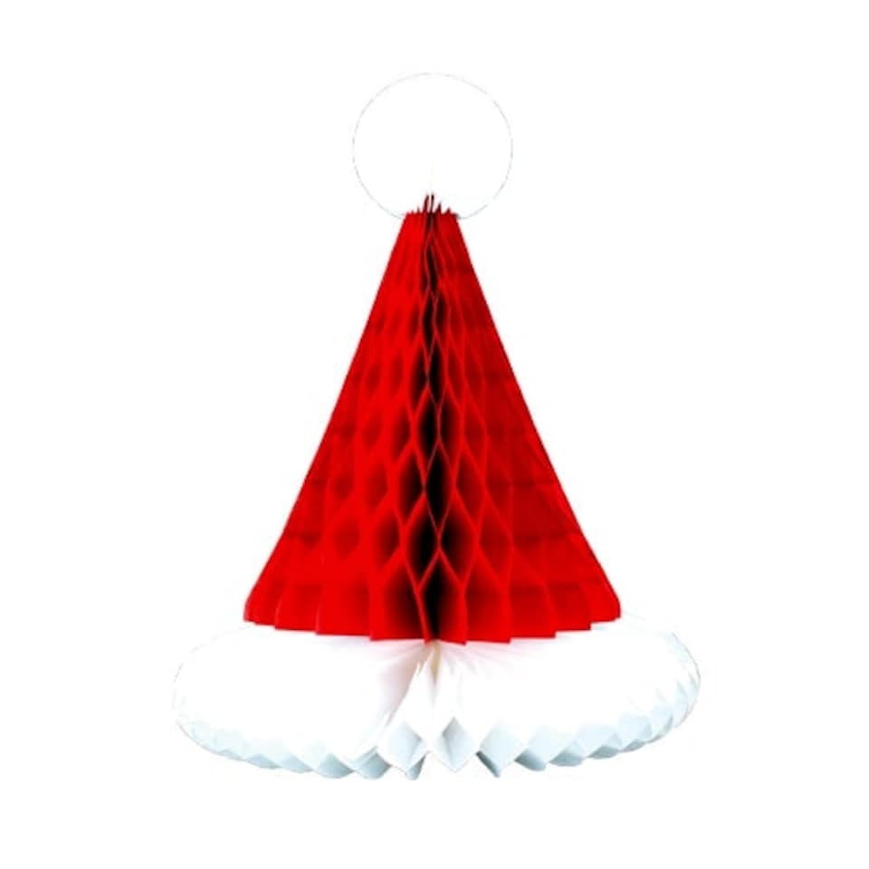 Santa Hat Christmas Honeycomb Hanging Decoration 30cm